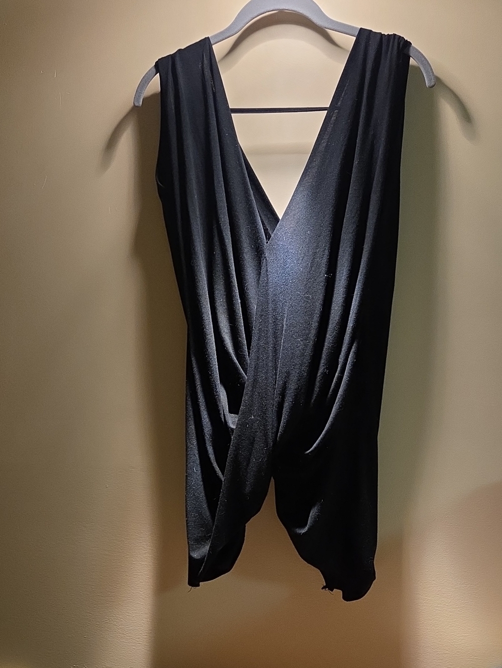 Black Sleeveless Surplice Draped Women's Top